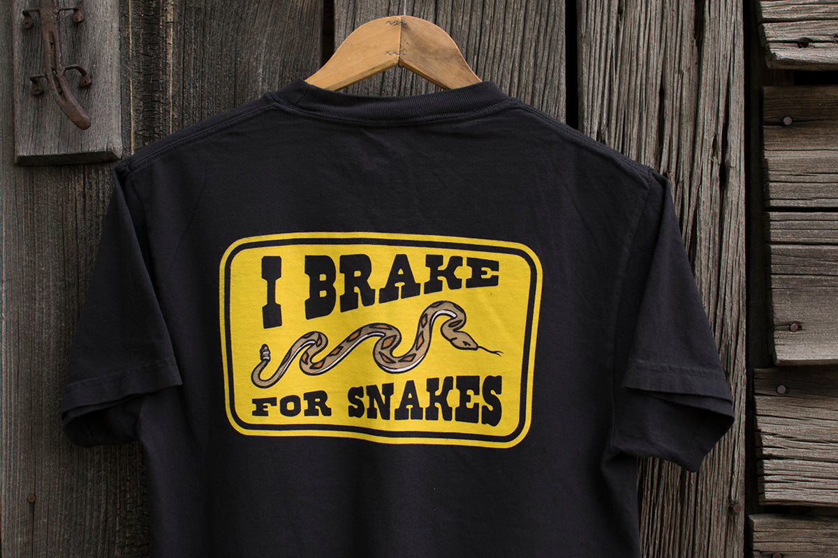 T-Shirt, I Brake For Snakes, Black
