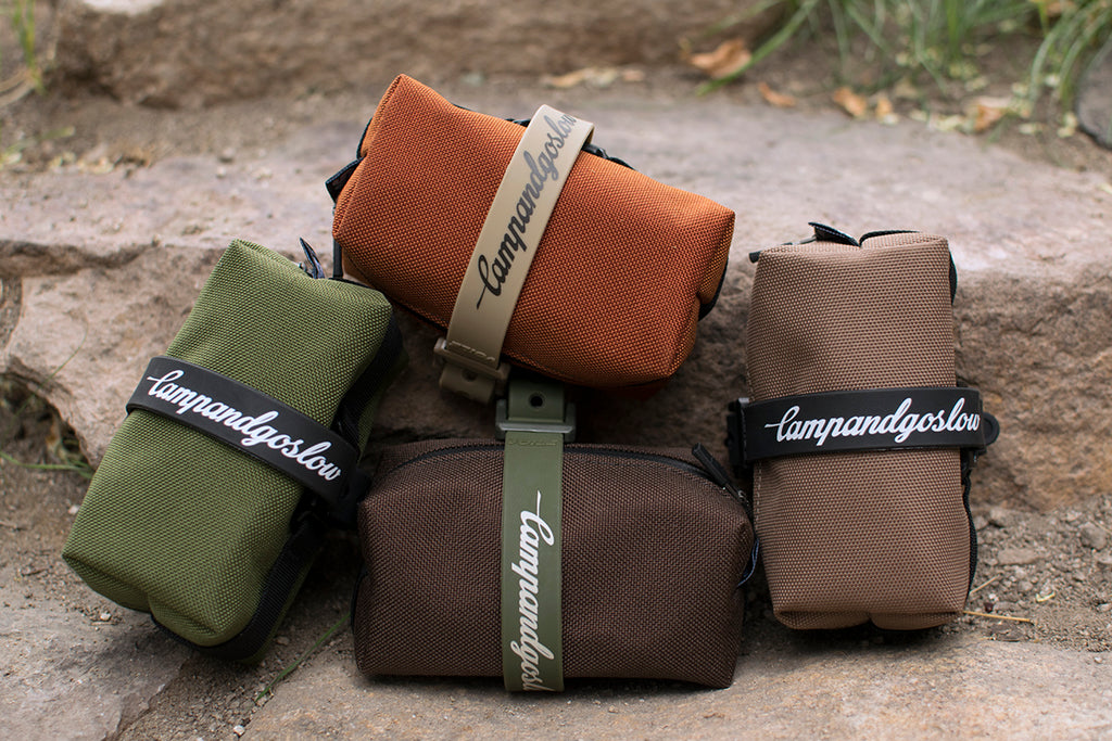 Collection of Campandgoslow and Outershell mini saddlebags