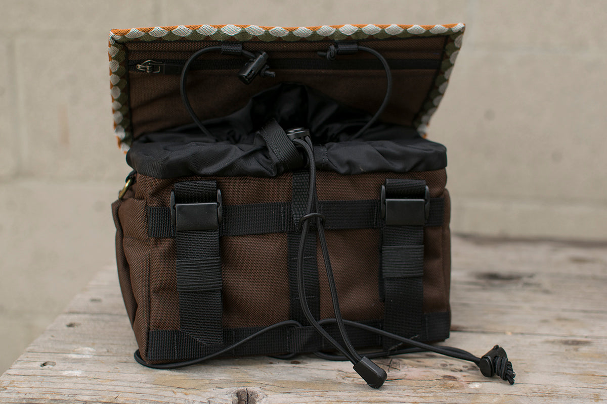 Camp + Outer Shell: Drawcord Handlebar Bag – Camp And Go Slow