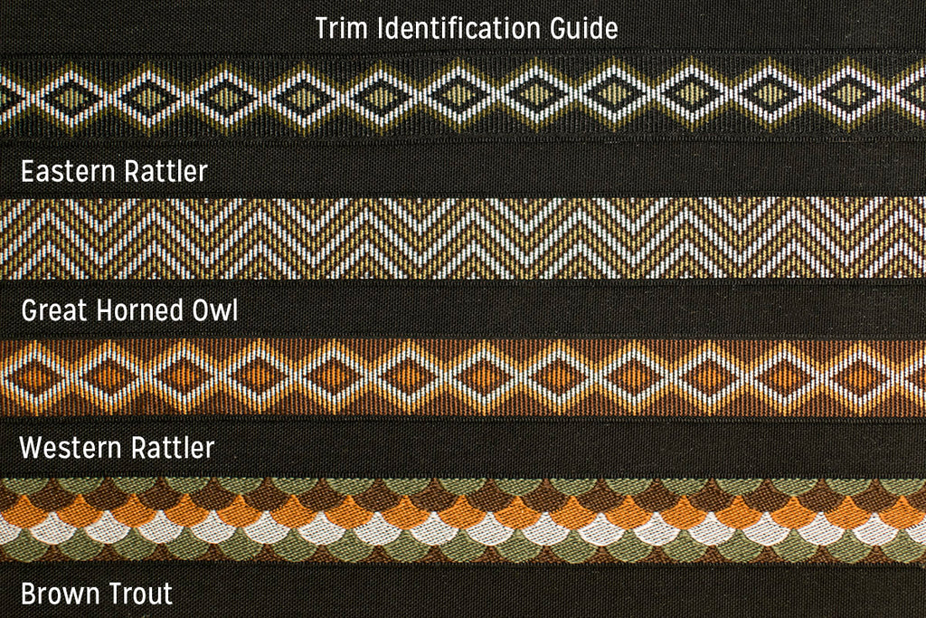Trim Identification Guide: Eastern Rattler, Great Horned Owl, Western Rattler, Brown Trout