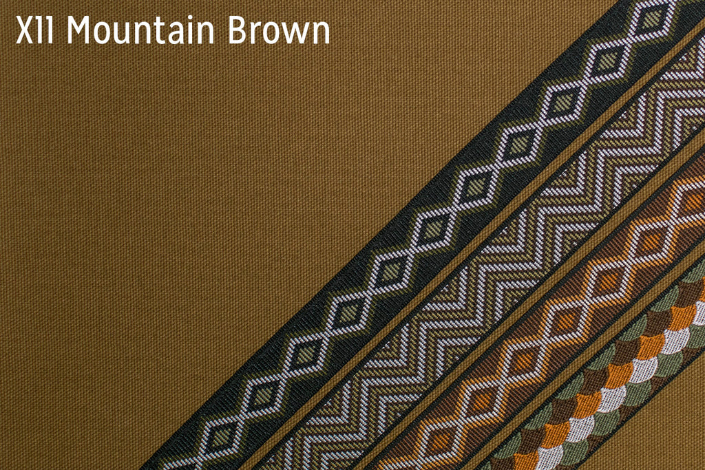 X11 Mountain Brown fabric with trim tape options