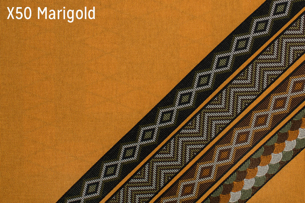X50 Marigold fabric with trim tape options