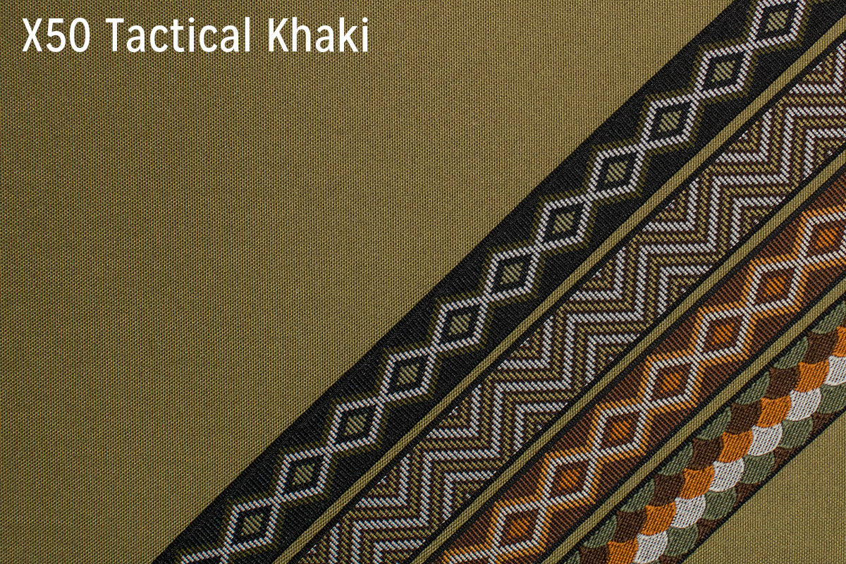 X50 Tactical Khaki fabric with trim tape options